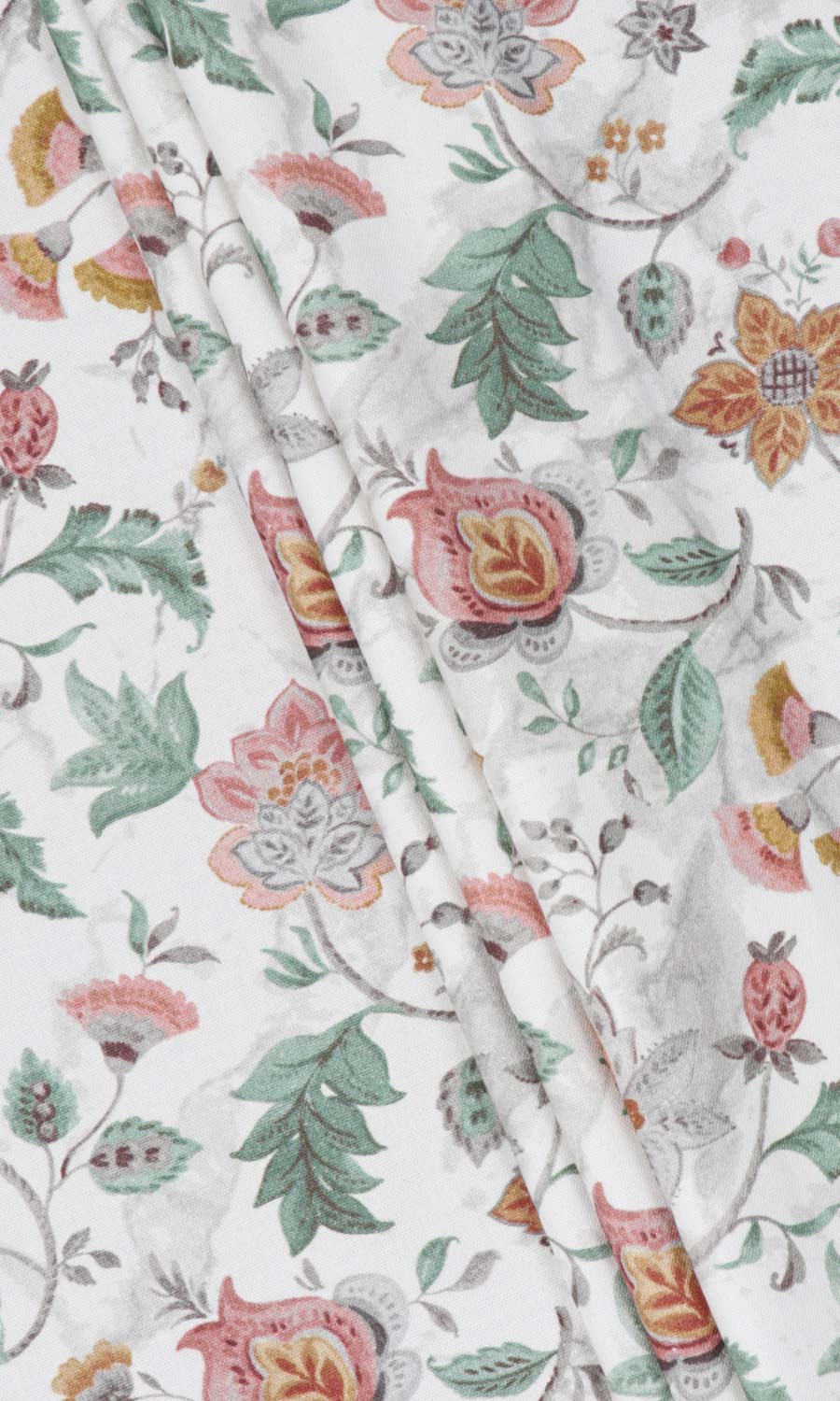 Floral Cotton Fabric By the Metre for Curtains & Drapes (Red/ Pink/ Green)