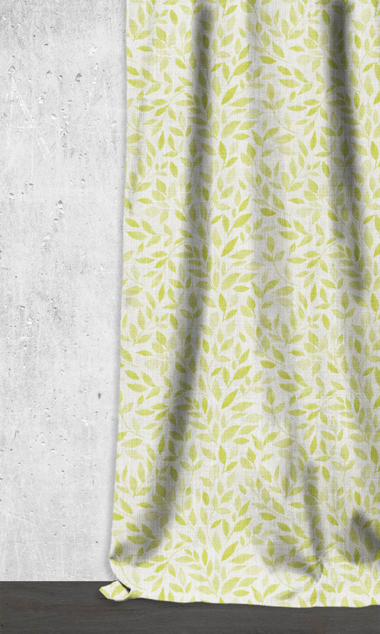 Botanical Print Drapery (White/ Green)