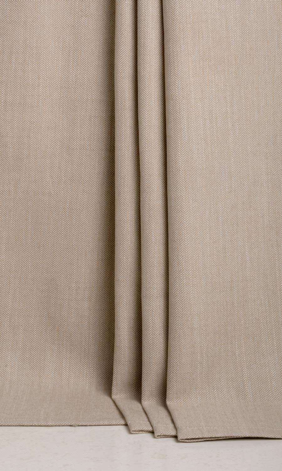 Herringbone Textured Fabric Material By the Metre (Pale Brown)