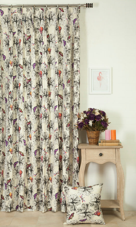 Butterfly Print Cotton Home Décor Fabric Sample (Pink/ Purple)