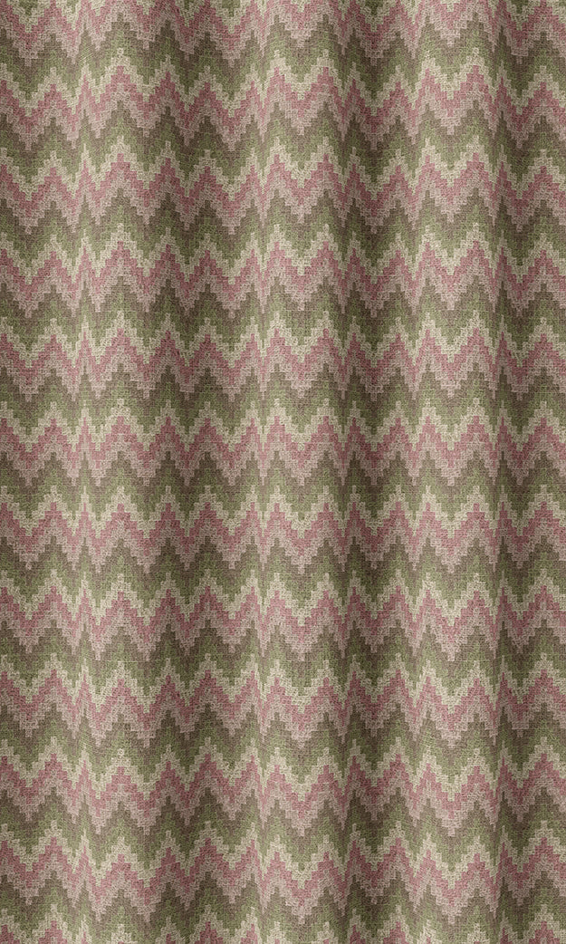 Chevron Patterned Home Textile Fabric Material Sample (Pink/ Green)