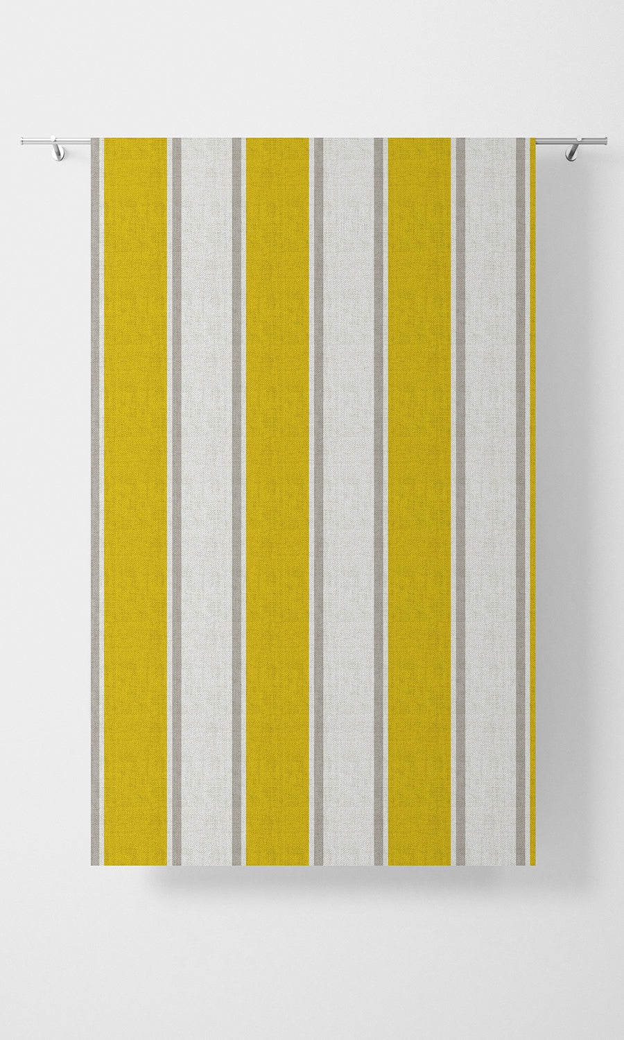 Striped Print Fabric Material By the Metre (Linen White/ Yellow)