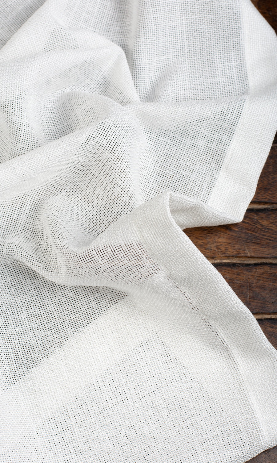 Textured Sheer Fabric Material By the Metre (White)