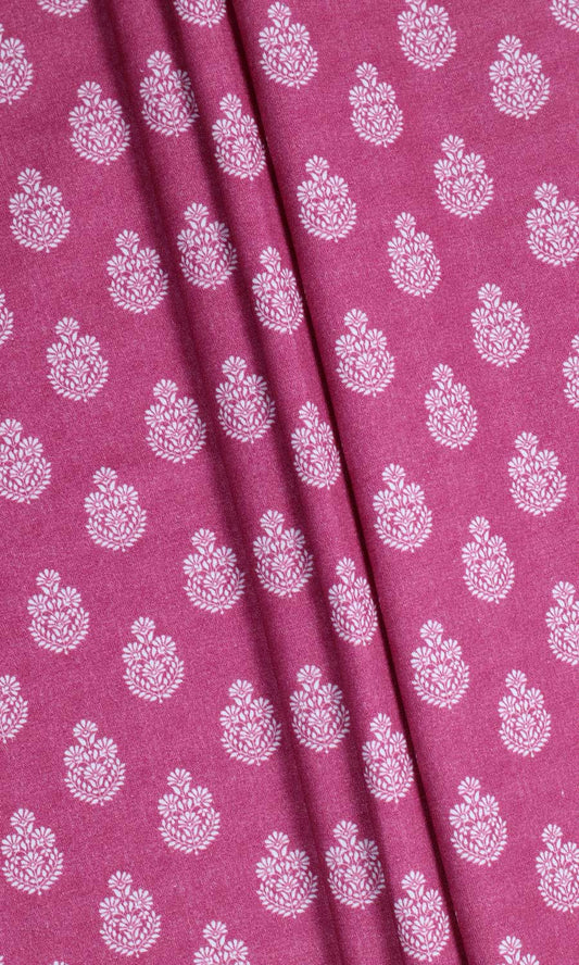 Pink floral patterned pure cotton drapes 