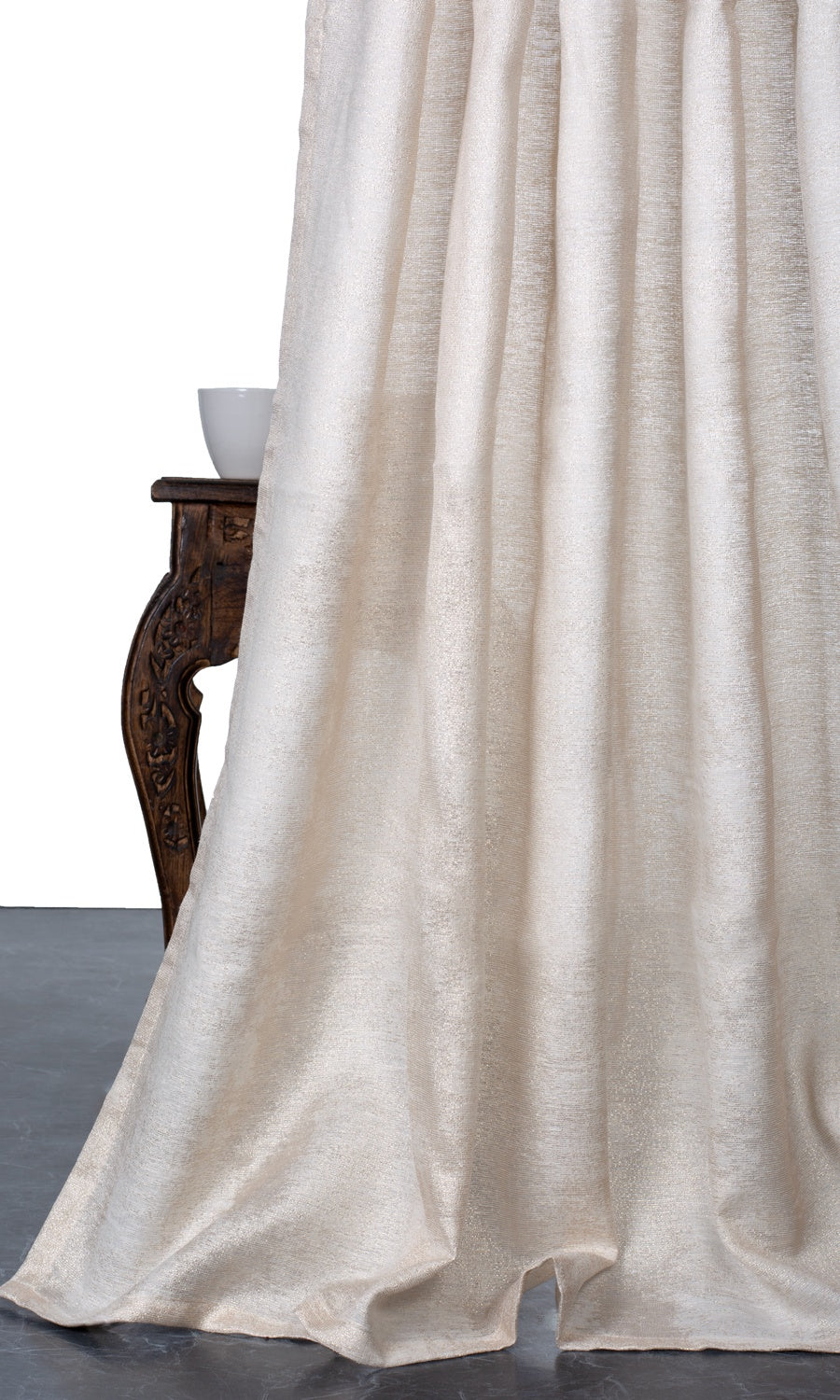 Textured Window Treatments Fabric By the Metre (Ivory/ Golden)