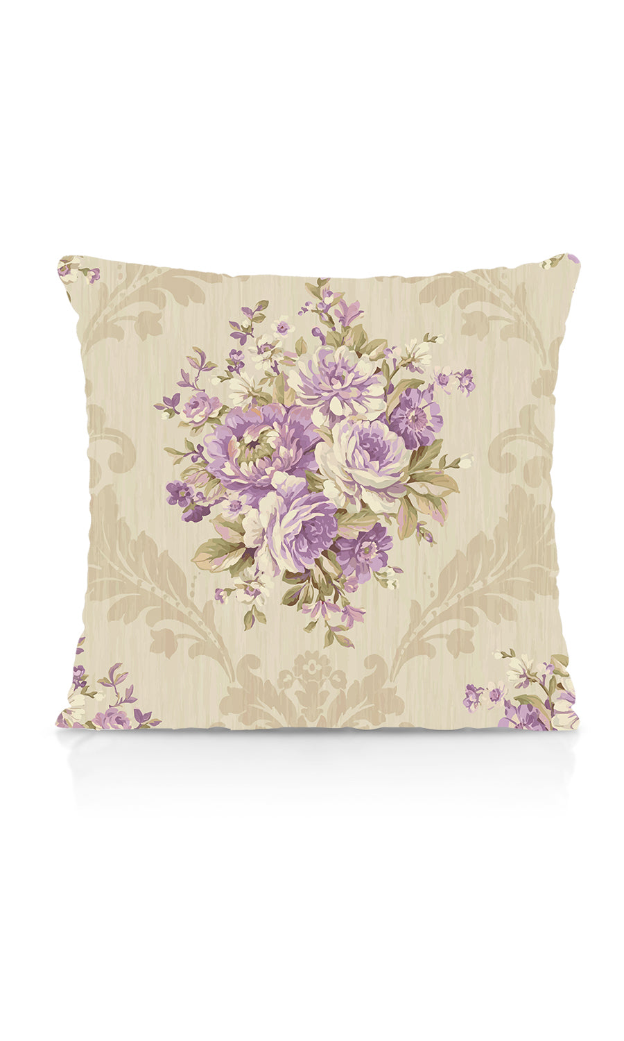 Dimout Floral Fabric Material By the Metre (Purple/ Ivory/ Grey)