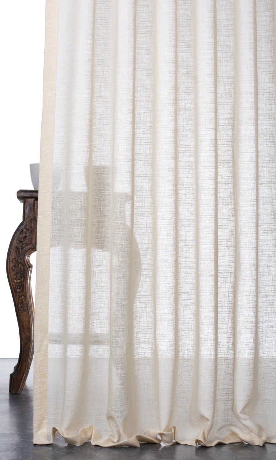 Plain Textured Sheer Window Treatments Fabric By the Metre (Pale Beige)