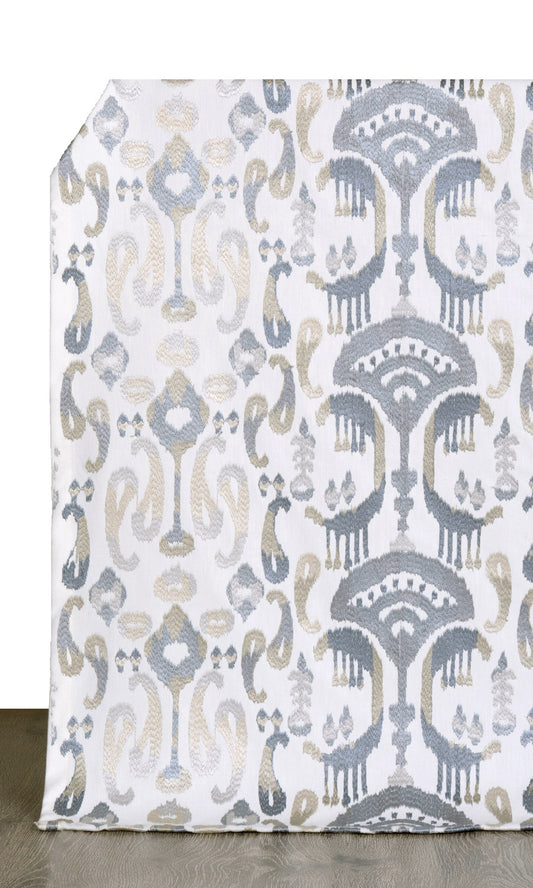 Ikat Print Home Décor Fabric Sample (Gray/ Beige/ White)