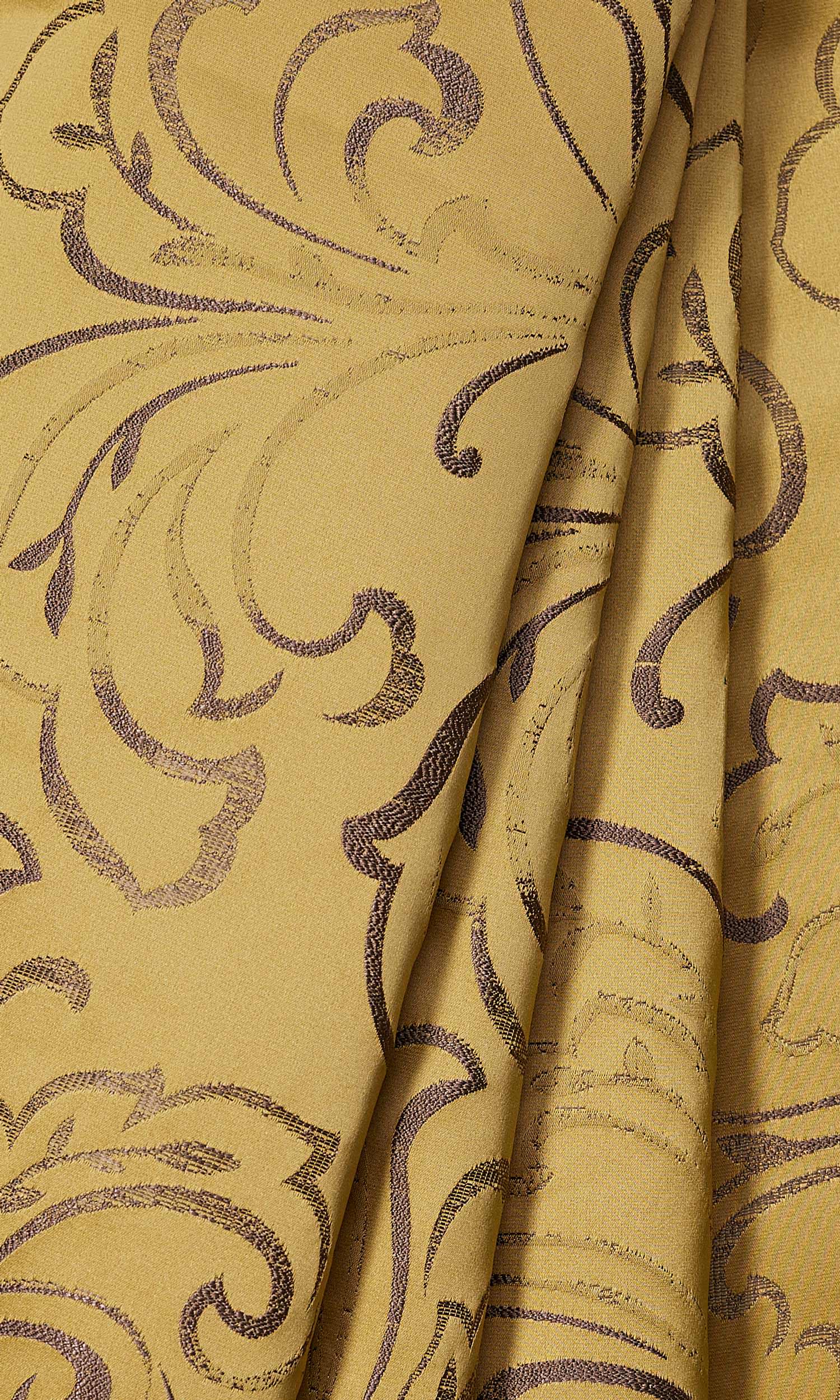 Floral Embroidered Home Décor Fabric By the Metre (Mustard Yellow)