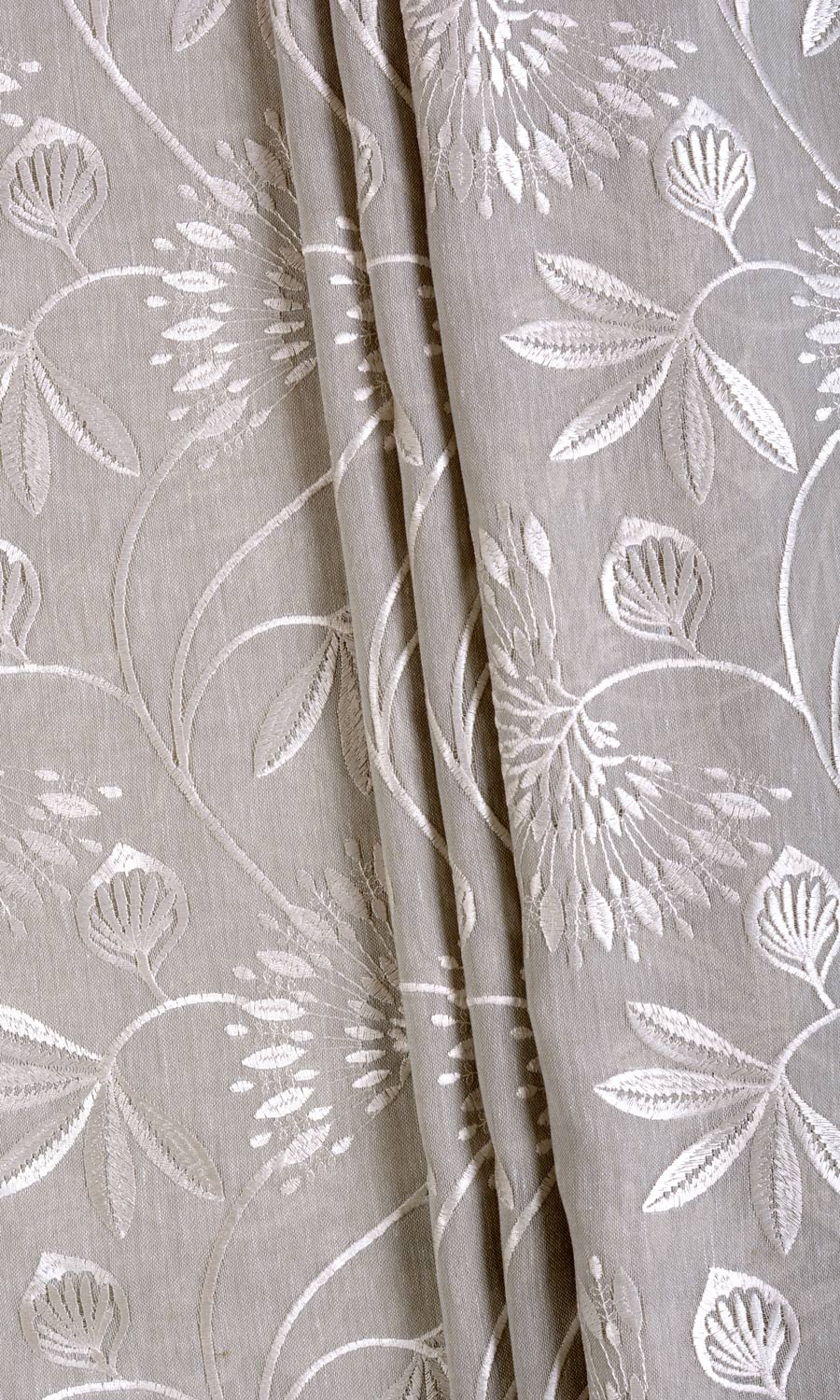 Semi Sheer Free Fabric Material Sample (Warm Gray/ White)