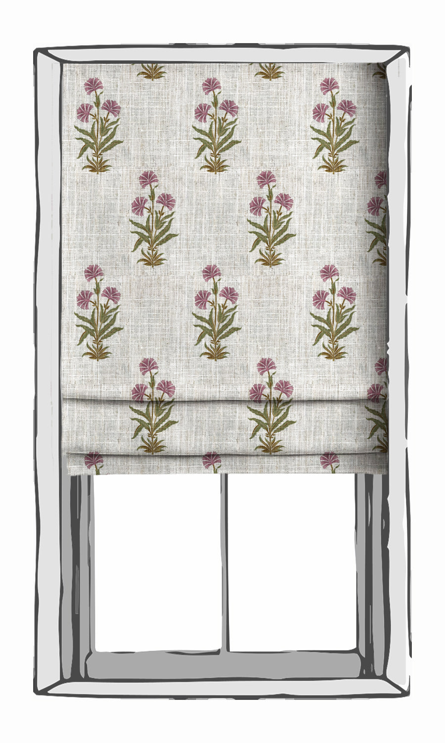 Floral Window Treatments Fabric By the Metre (White/ Pink/ Green)