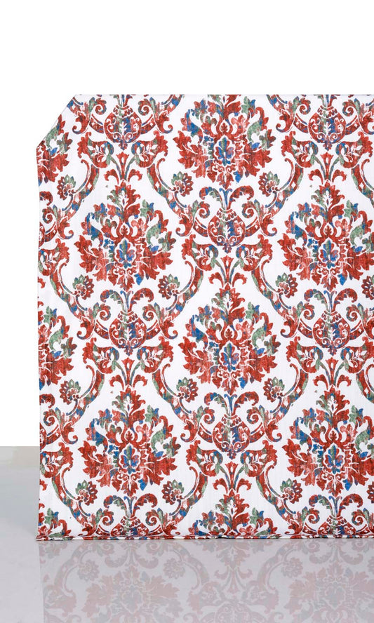 Damask Patterned Home Décor Fabric By the Yard (Red/ Blue)