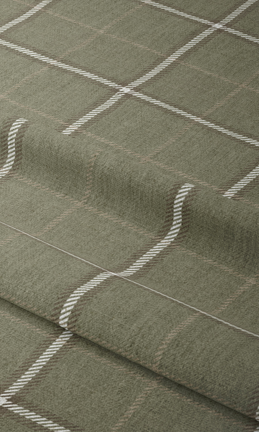 Check Patterned Window Treatments Fabric Sample (Olive Green)