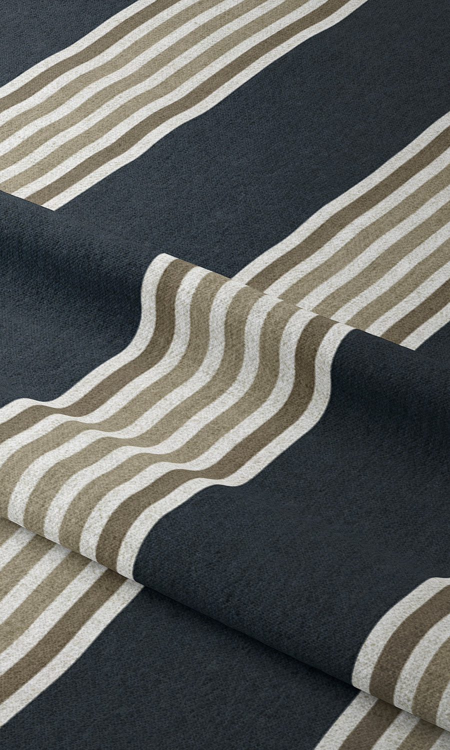 Modern Striped Window Treatments Fabric Sample (Navy Blue/ Brown)