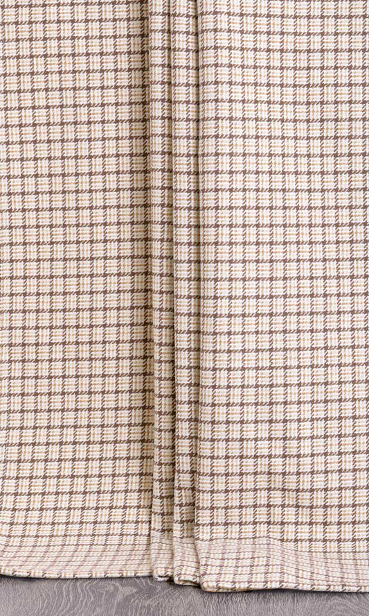 Check Cotton Home Décor Fabric By the Metre (Brown/ Mocha/ Cream)