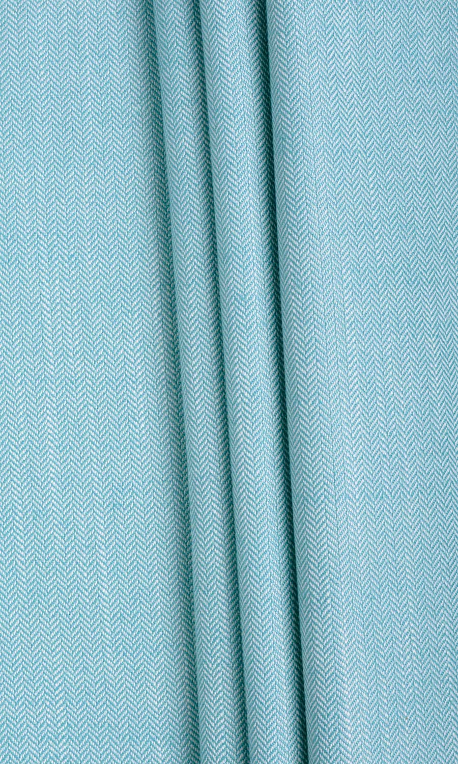 Herringbone Textured Fabric By the Metre for Curtains & Drapes (Blue)