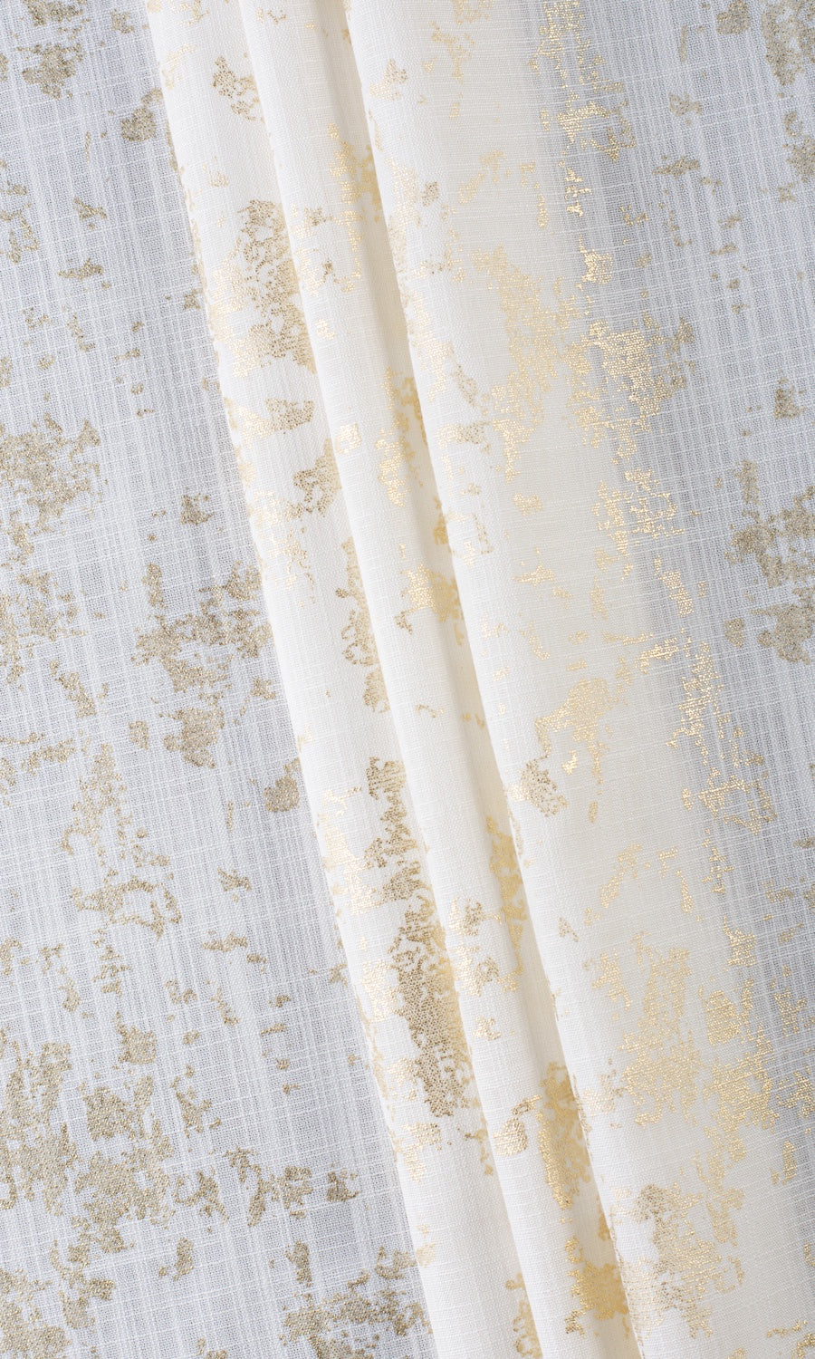 Metallic Abstract Print Window Treatments Fabric Sample (Cream/ Golden)