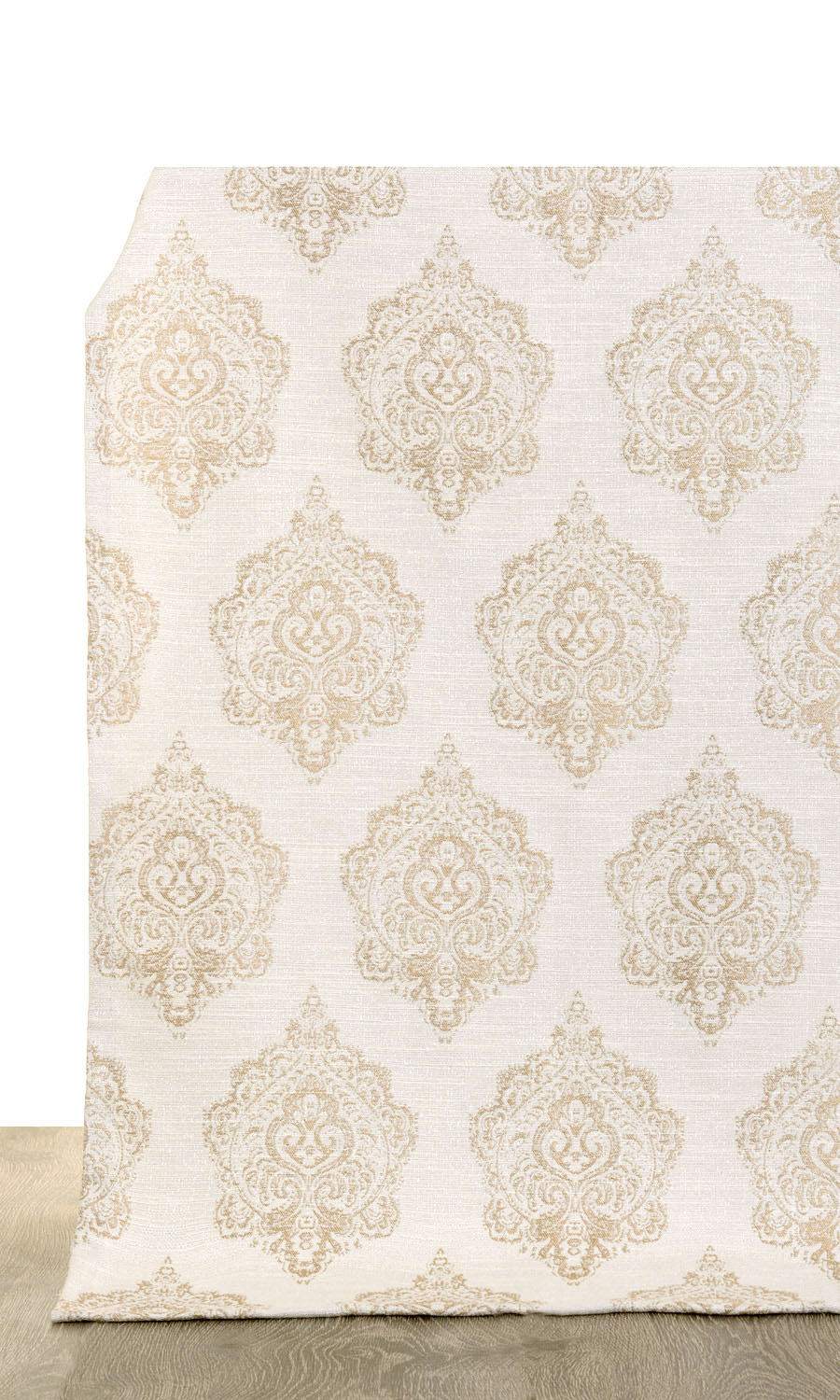 Damask Window Treatments Fabric By the Metre (Off White/ Pale Beige)