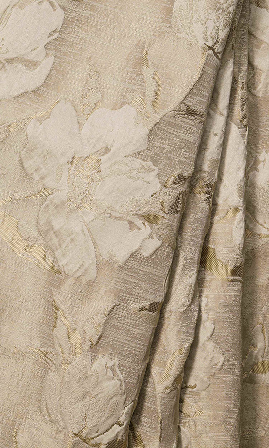 Floral Textured Drapes (Beige/ Topaz Gold)
