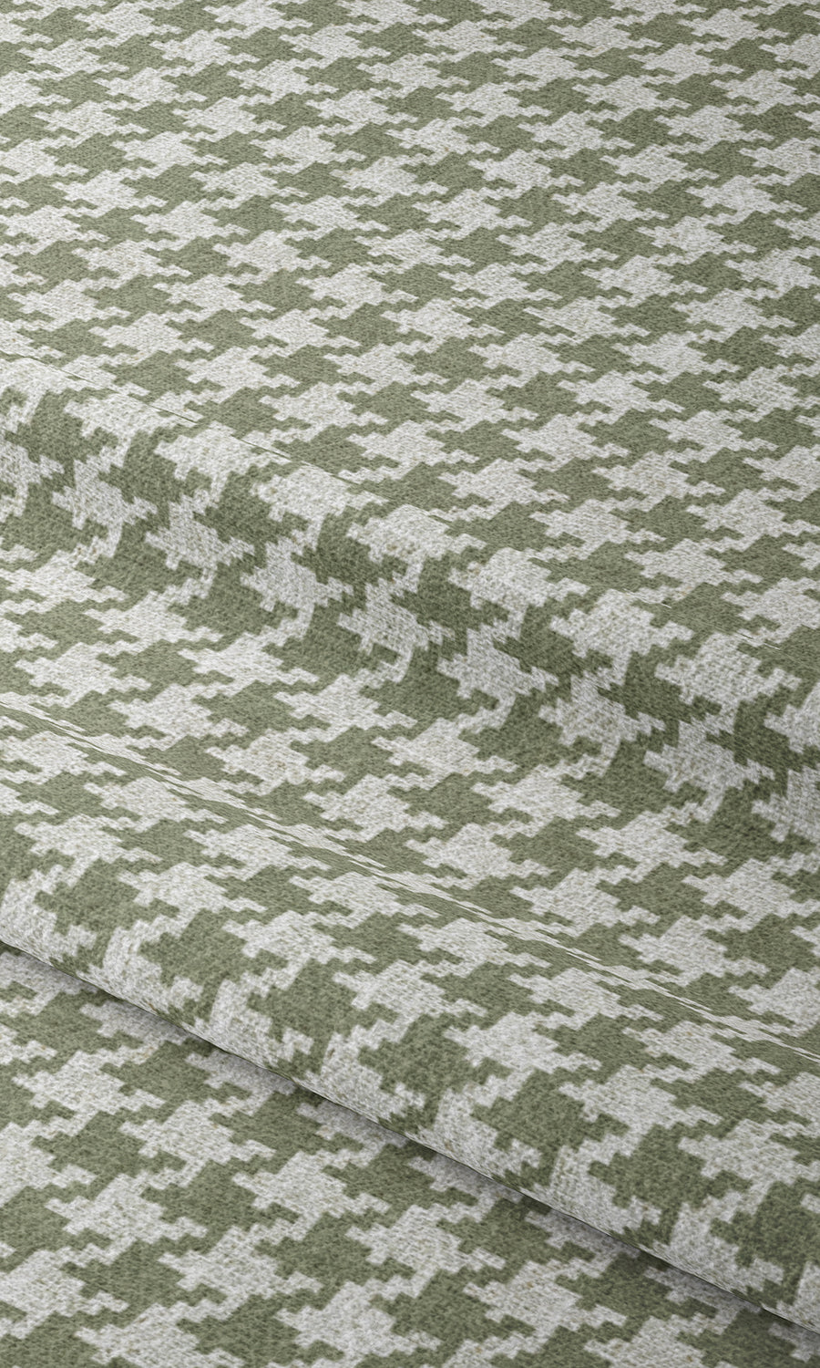 Houndstooth Patterned Window Treatments Fabric Sample (Green/ White)