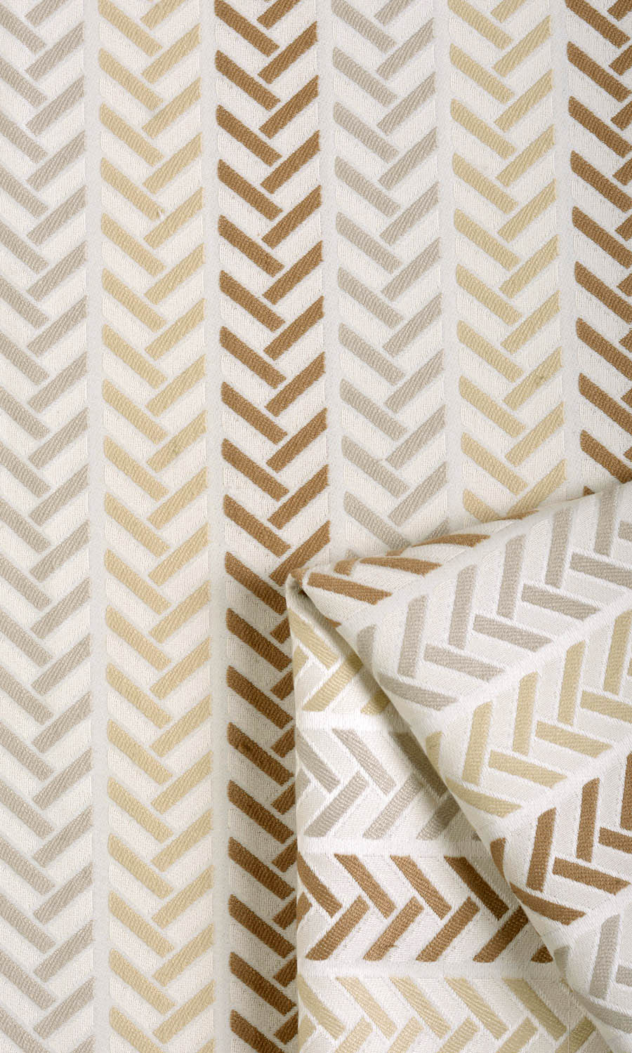 Herringbone Home Textile Fabric Material By the Metre (Beige/ Brown/ White)