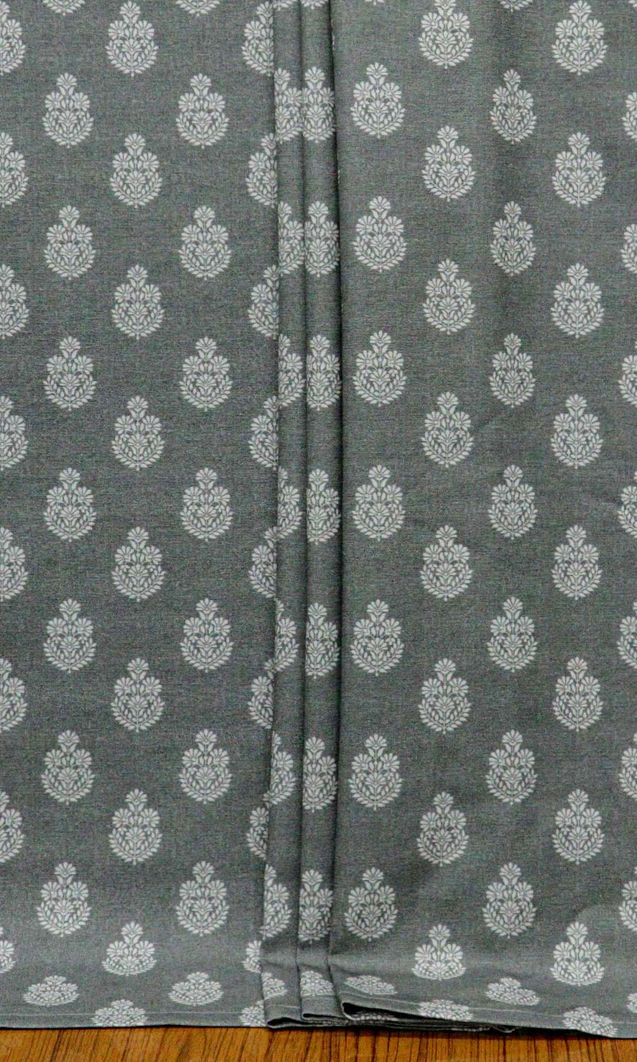 Floral Cotton Home Textile Fabric Material Sample (Grey/ Black)