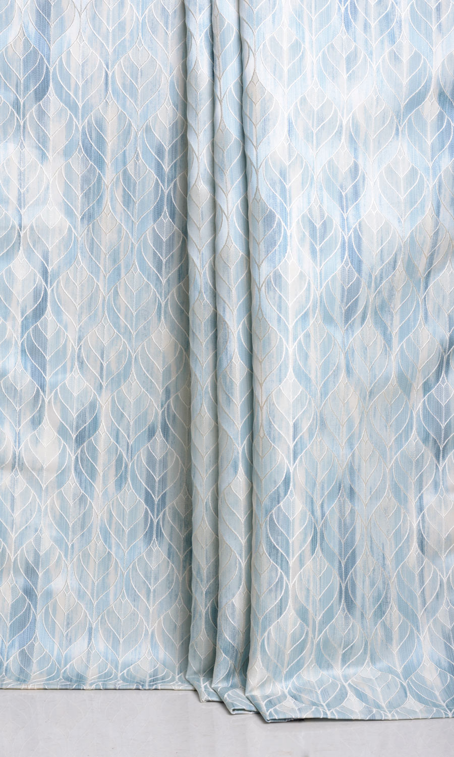 Petal Patterned Fabric Sample for Curtains & Drapes (Blue)