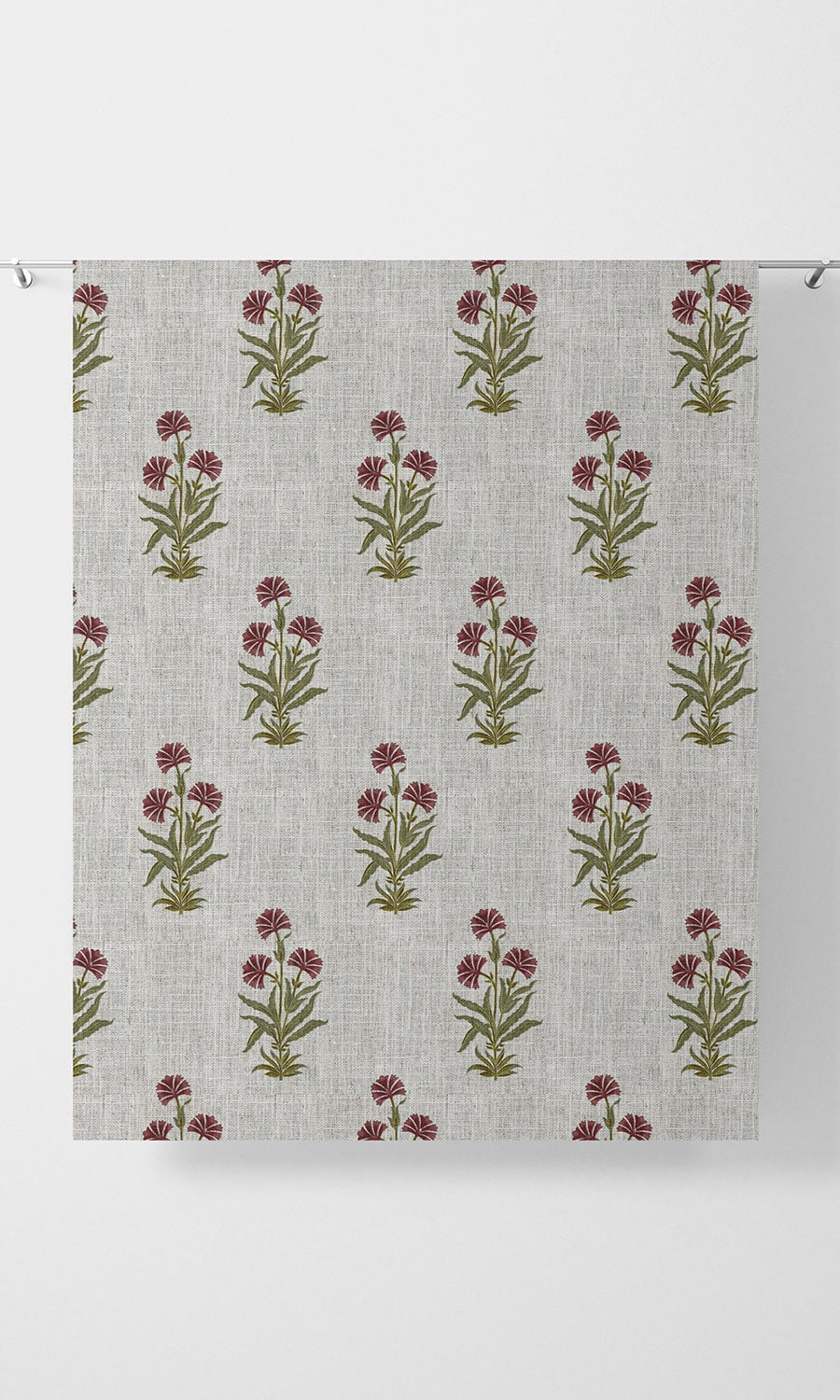 Floral Print Home Décor Fabric By the Metre (White/ Green/ Red)
