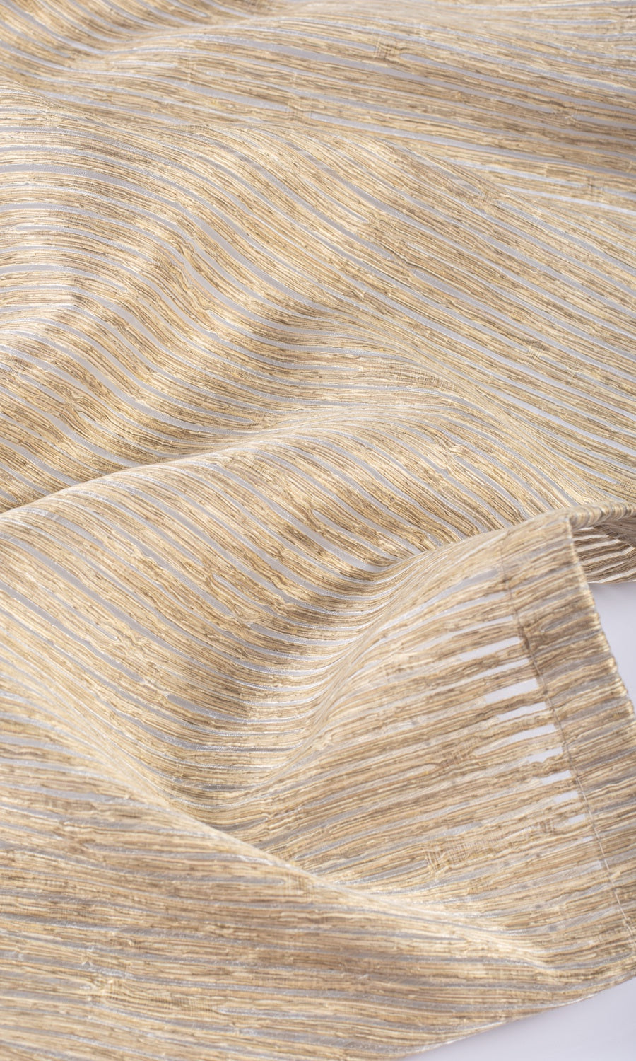 Striped Sheer Fabric Sample for Curtains & Drapes (Peanut Brown)