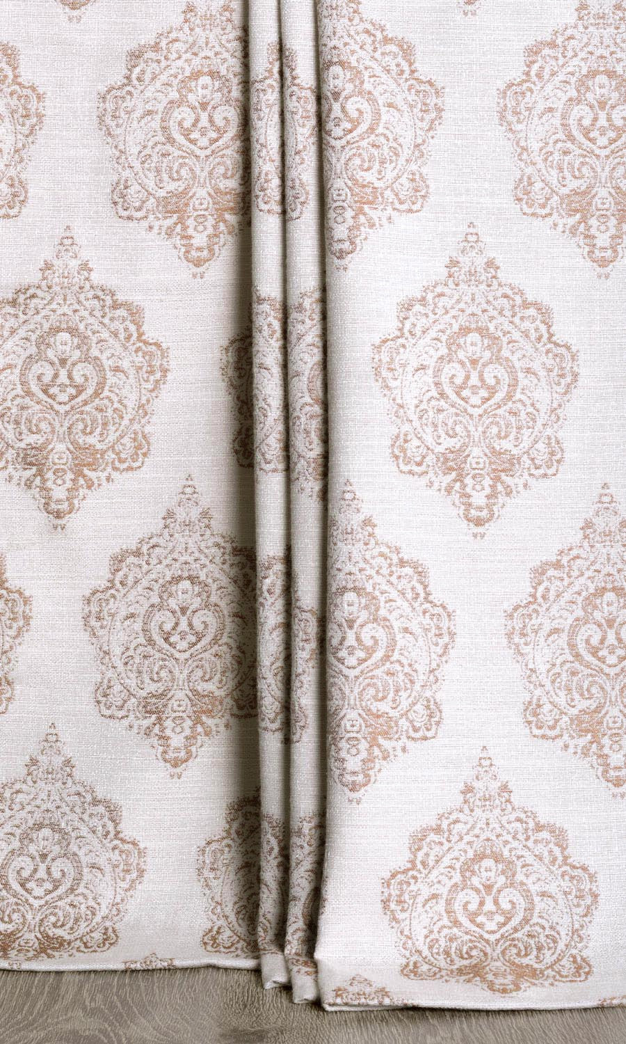 Patterned Fabric Sample for Curtains & Drapes (White/ Mocha Brown)