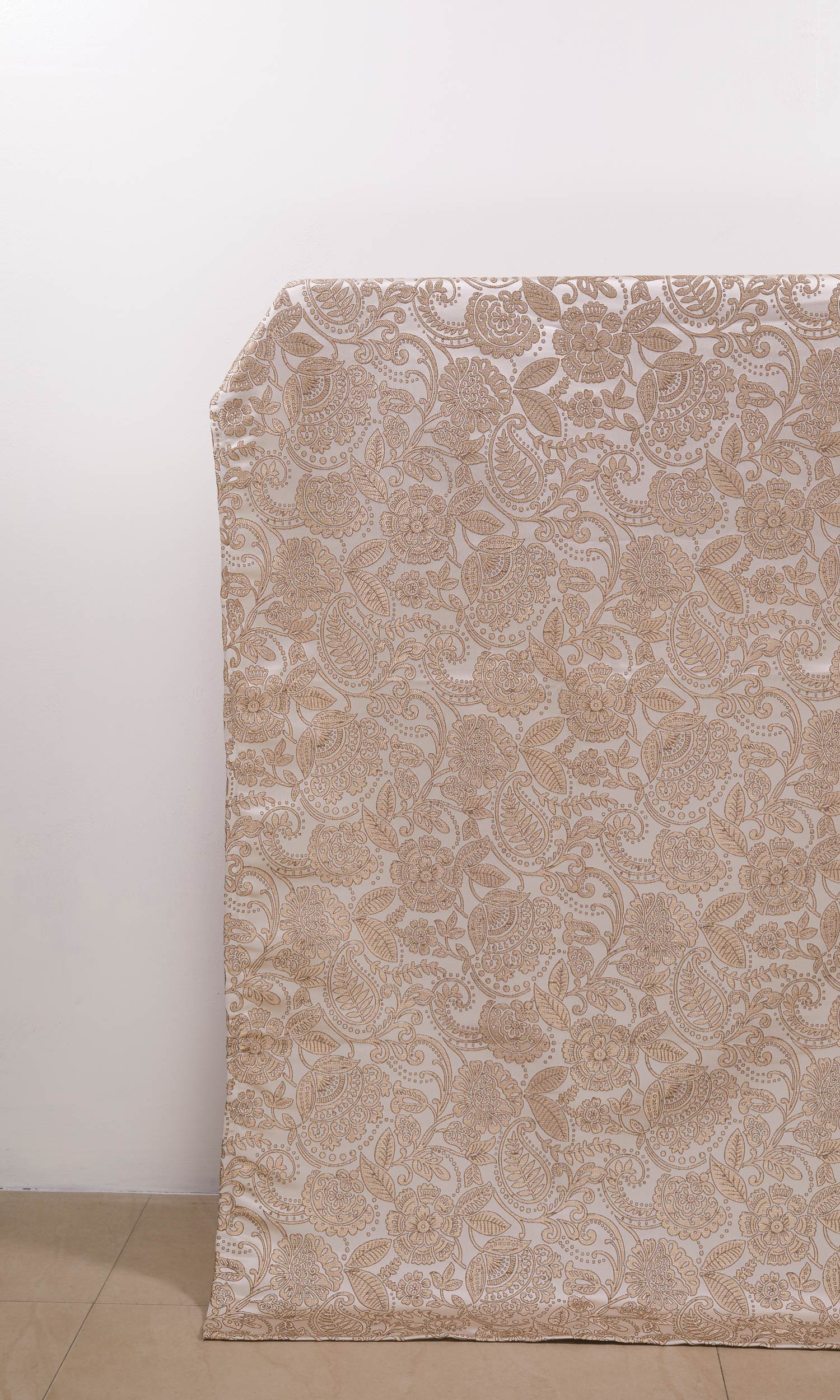 Floral Embossed Window Treatments Fabric By the Metre (Two Tone Beige)