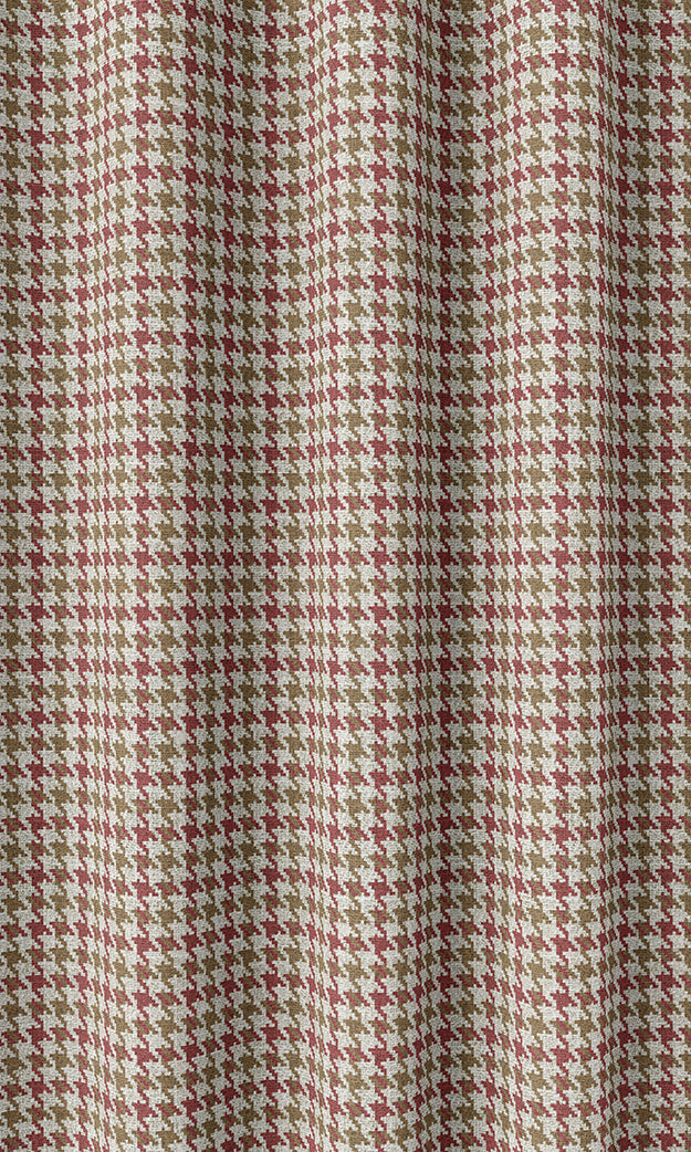 Houndstooth Patterned Home Décor Fabric Sample (Red & Brown)
