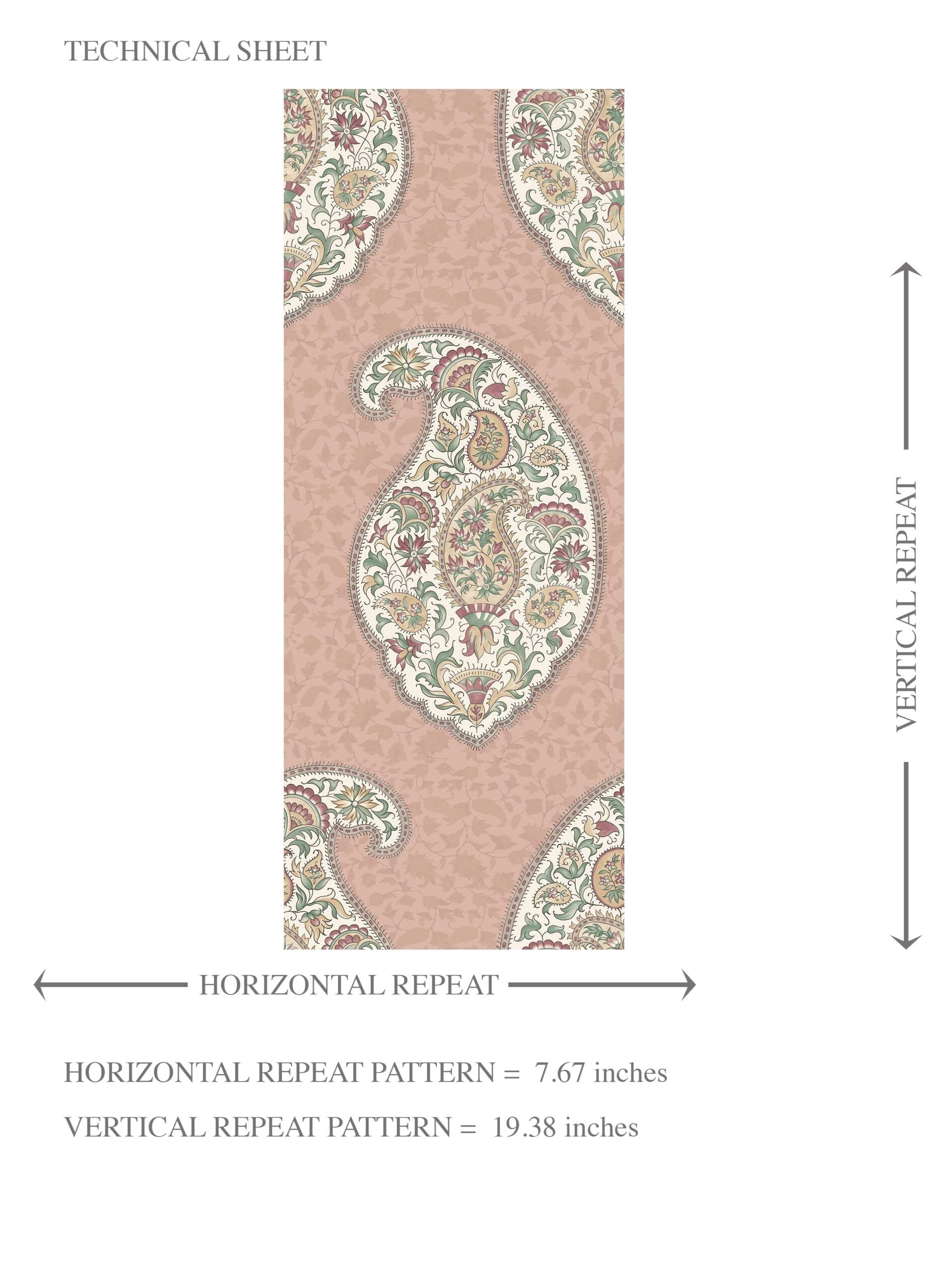 Paisley Floral Print Kids Room Wallpaper (Peach/ Pink/ Green)
