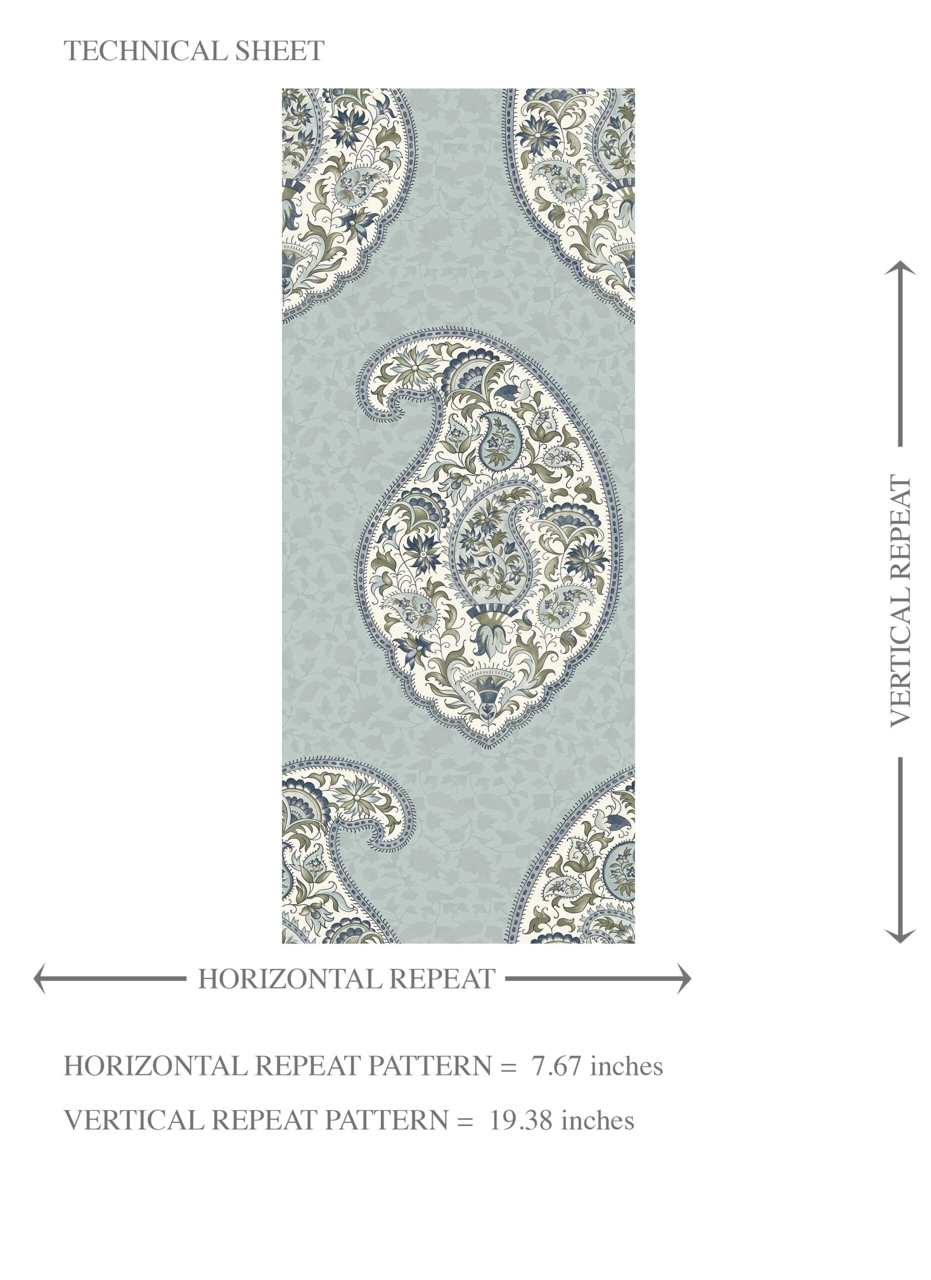 Paisley Floral Print Kids Room Wallpaper (Blue/ Green/ Gray)