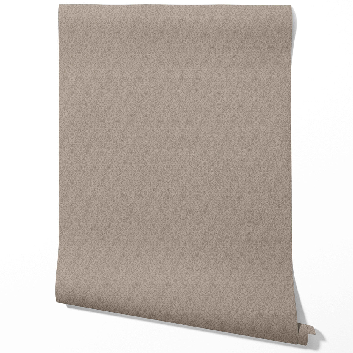 Neutral Self-Patterned Damask Floral Bathroom Wallpaper Sample (Brown/ Beige)