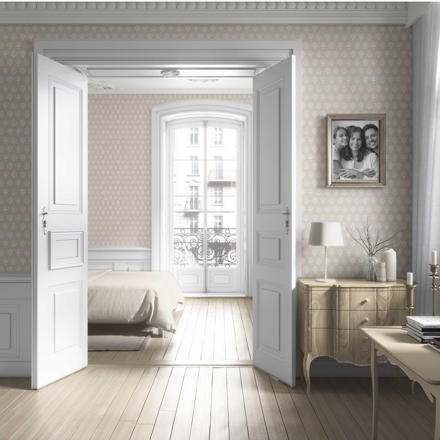 Neutral Floral Block Print Living Room Wallpaper Sample (Beige/ Taupe/ Off-White)