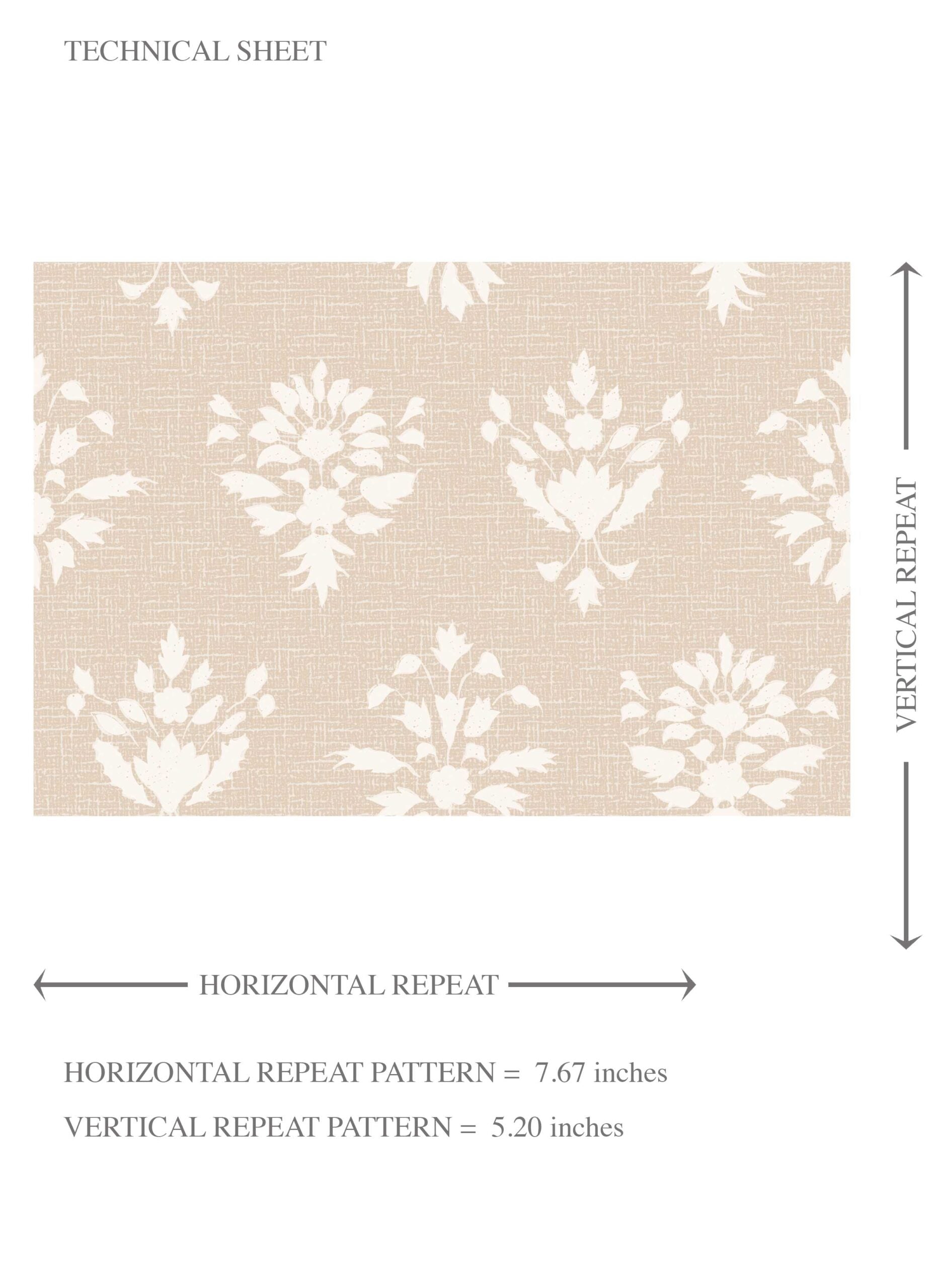 Neutral Floral Block Print Kids Room Wallpaper Sample (Beige/ Taupe/ Off-White)