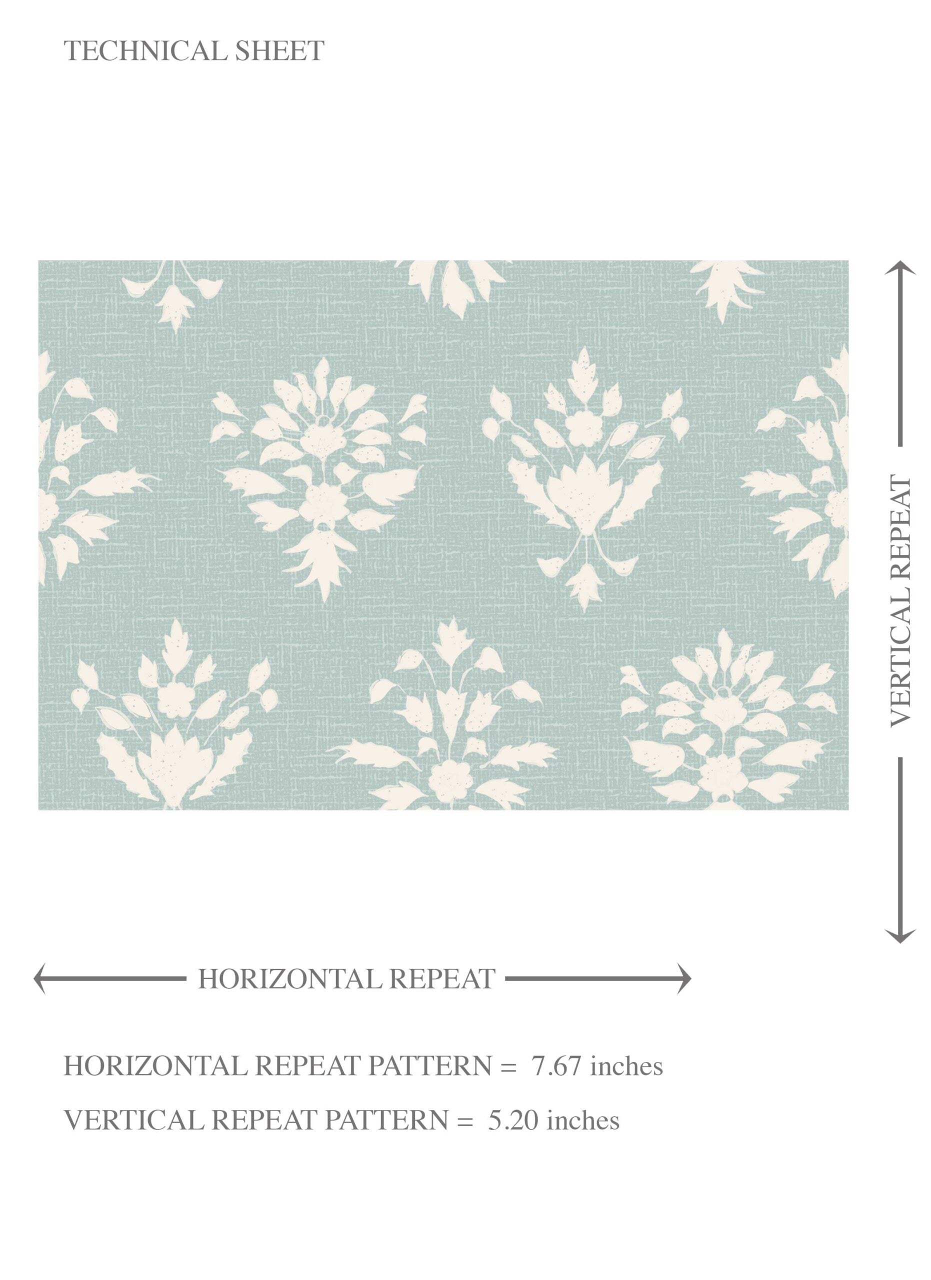 Floral Block Print Kids Room Wallpaper Sample (Duck Egg Blue/ Off-White)