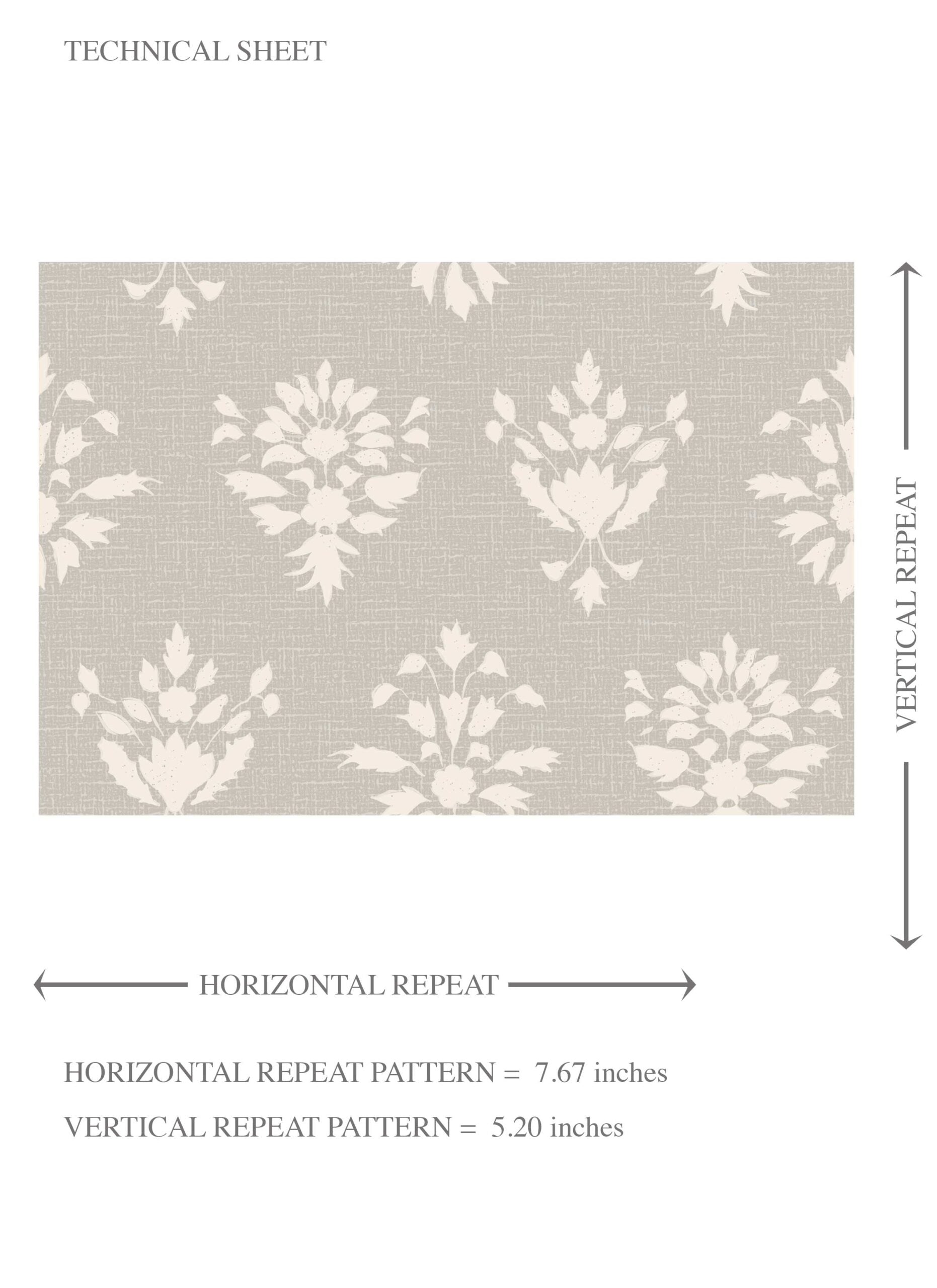 Neutral Floral Block Print Kids Room Wallpaper Sample (Warm Gray/ Beige/ Taupe/ Off-White)