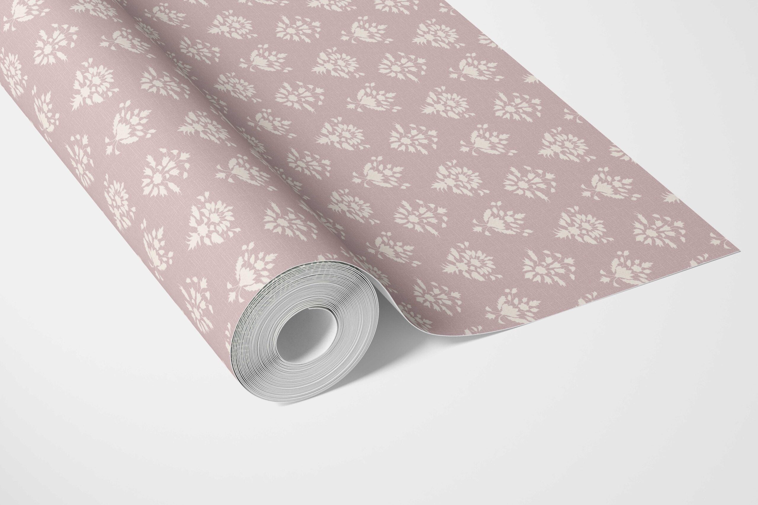 Floral Block Print Kitchen Wallpaper Sample (Blush Pink/ Off-White)