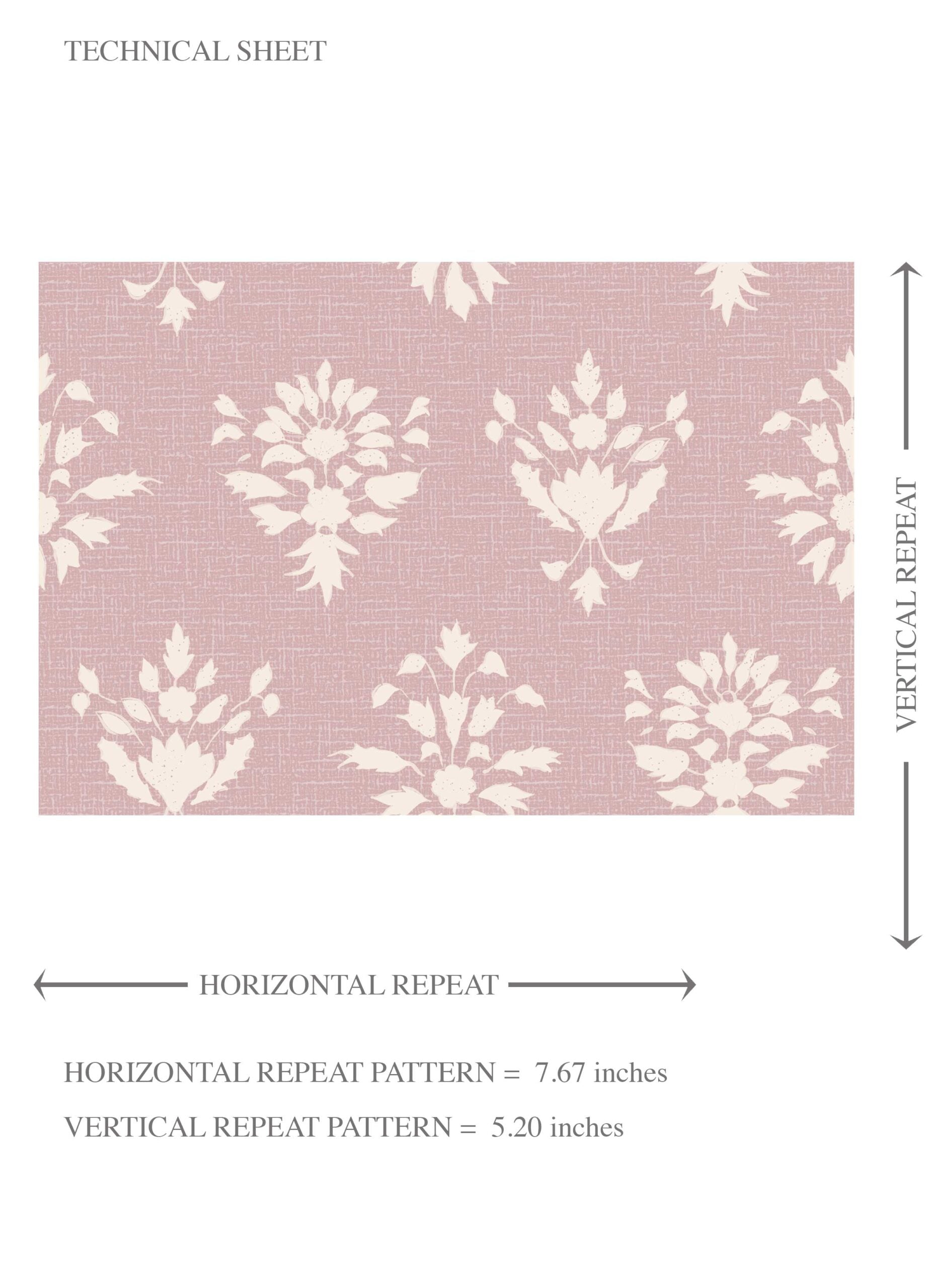 Floral Block Print Kids Room Wallpaper Sample (Blush Pink/ Off-White)