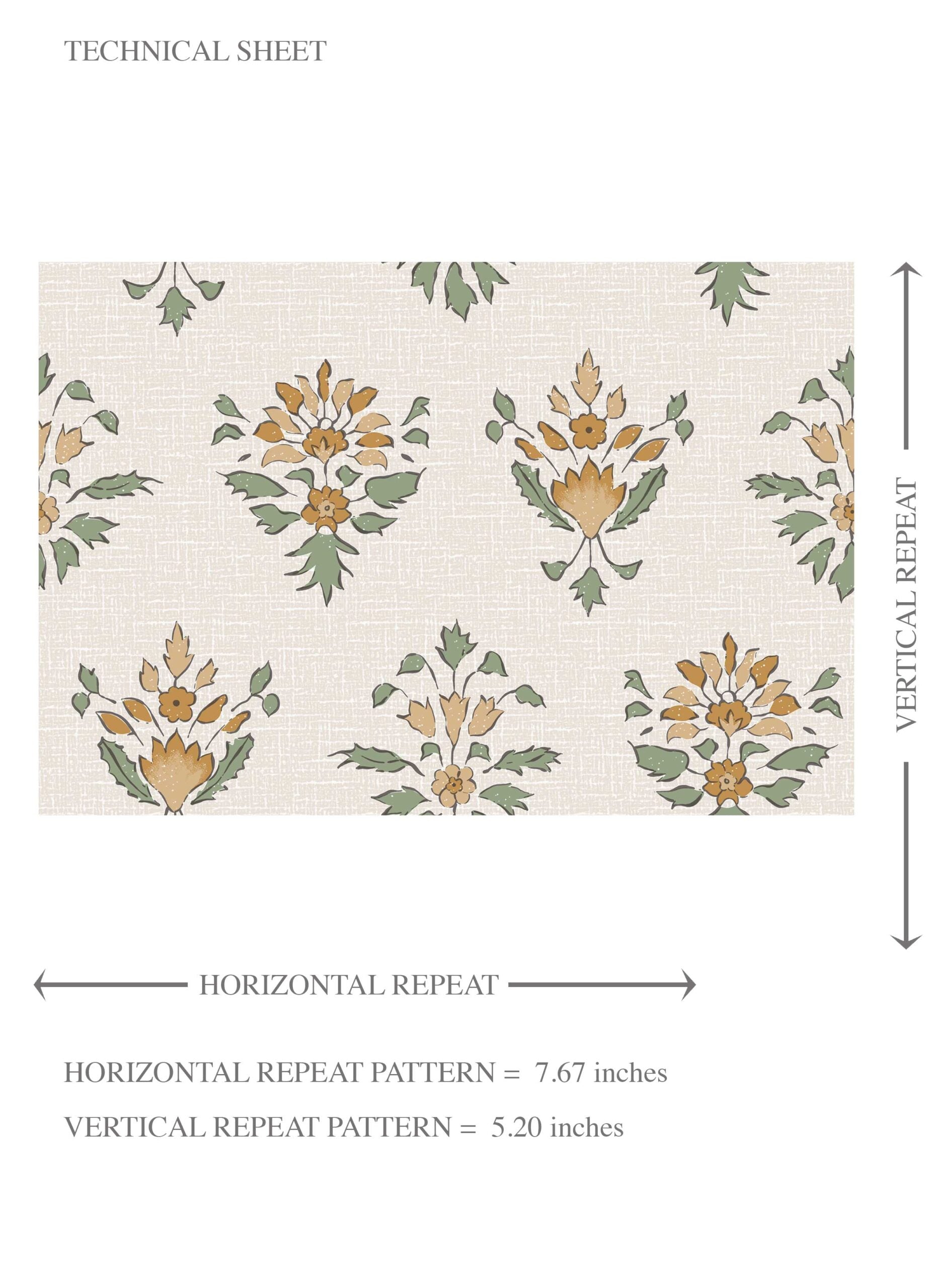 Floral Block Print Kids Room Wallpaper (Yellow/ Green)