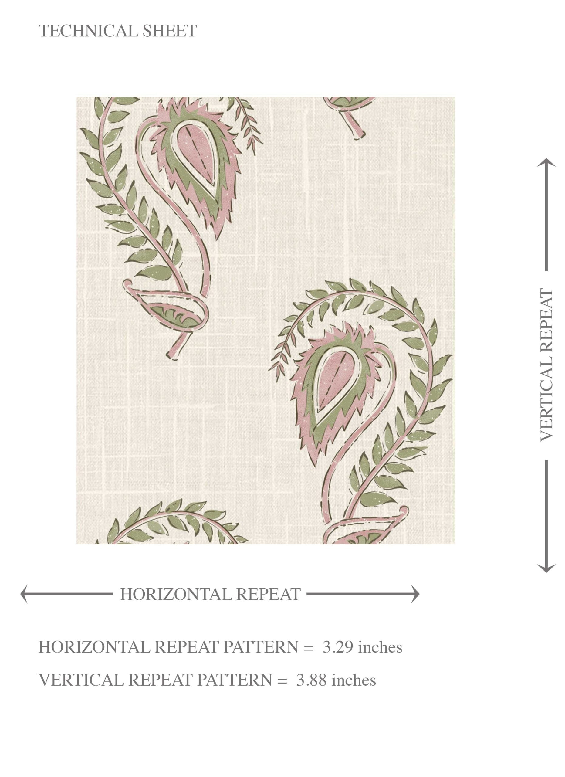 Floral Paisley Kids Room Wallpaper (Pink/ Green/ Beige)