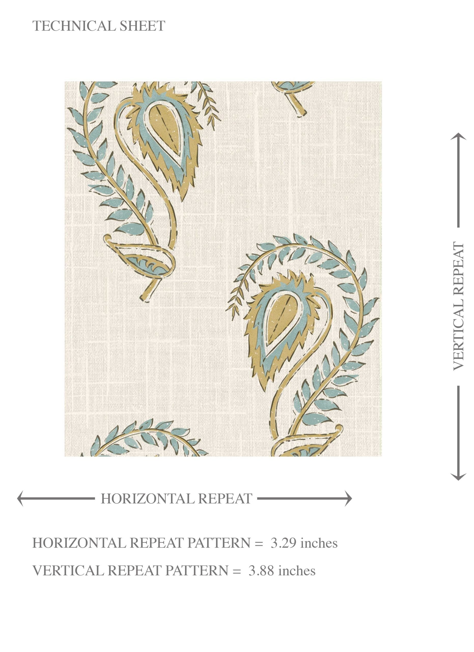 Floral Paisley Kids Room Wallpaper (Duck Egg Blue/ Yellow)