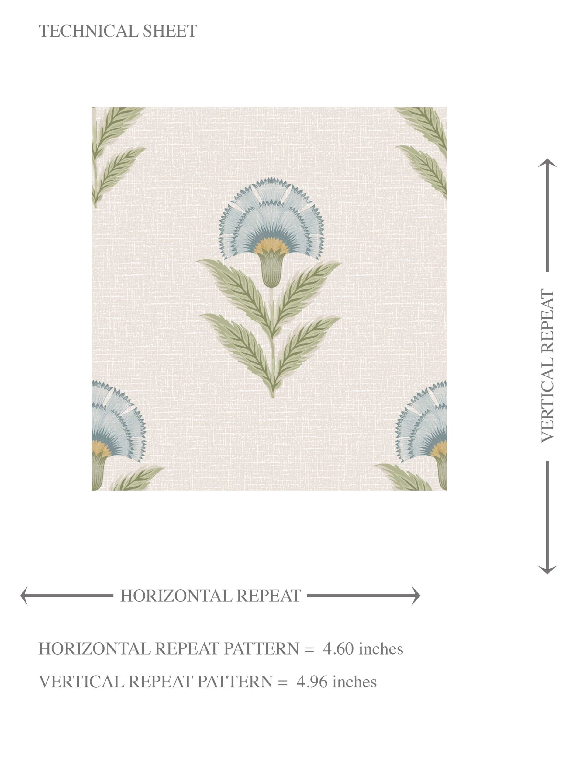 Floral Block Print Kids Room Wallpaper Sample (Blue/ Green)