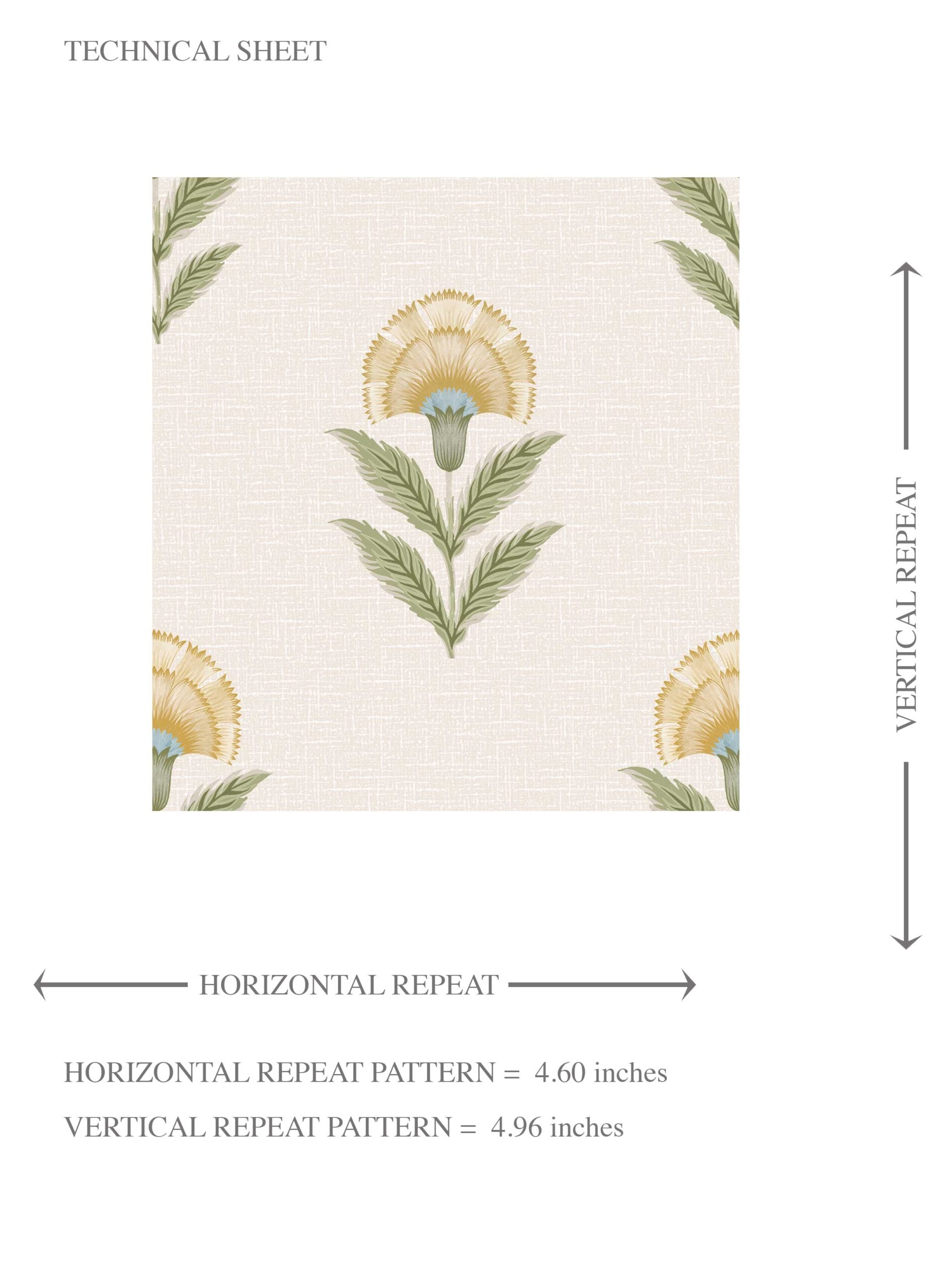 Floral Block Print Kids Room Wallpaper (Pale Yellow/ Green)