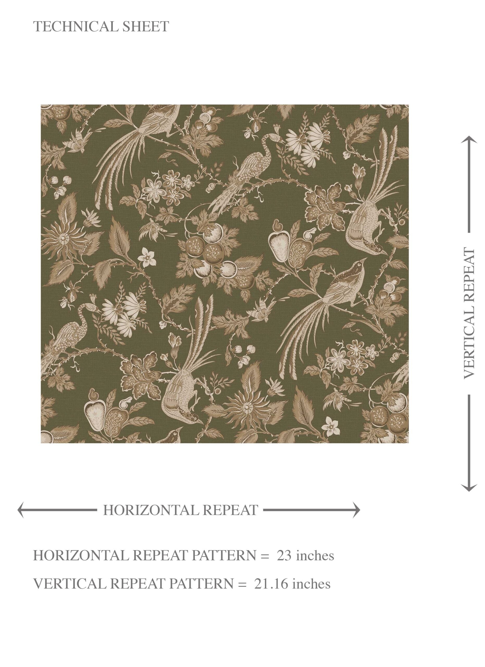 Floral/ Birds Print Kids Room Wallpaper (Olive Green/ Beige)