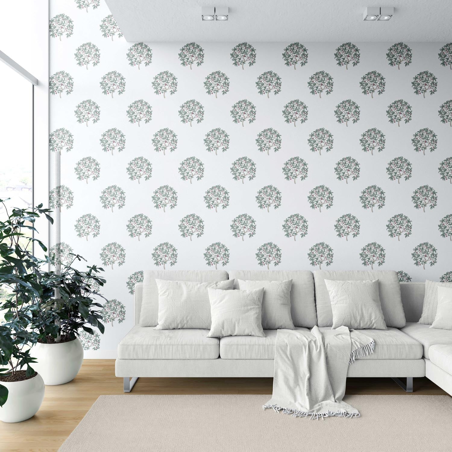 Floral Block Print Shower Toilet Wallpaper (Green/ Pink)