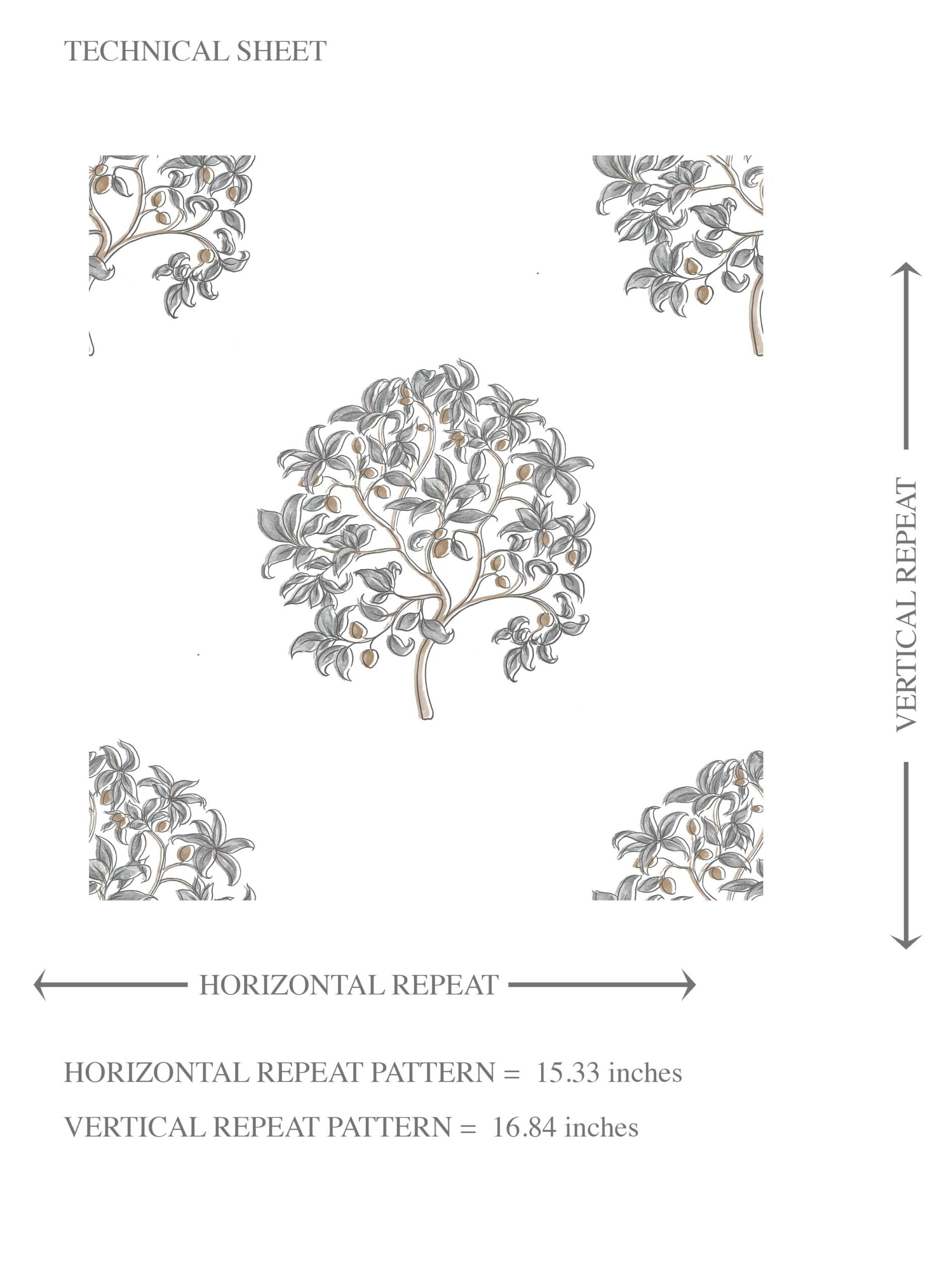 Neutral Floral Block Print Kids Room Wallpaper Sample (Gray/ Brown)