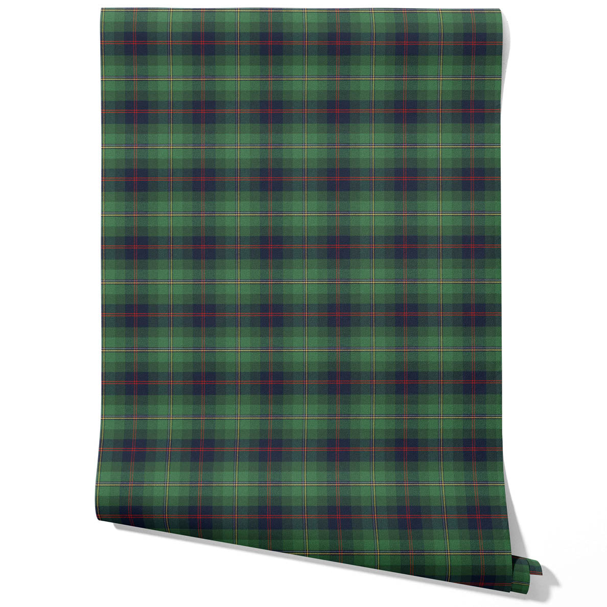 Geometric Plaid Checkered Traditional Wallpaper Sample (Green/ Navy Blue/ Red/ Yellow)